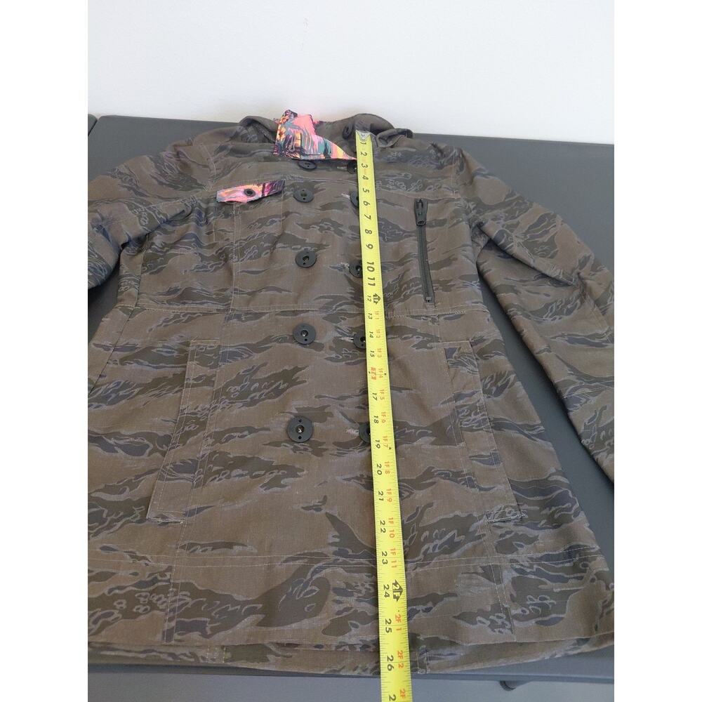 VTG Hurley Double Breasted Women LARGE Hood Camo VIVID Hawaiian Pink Y2K Skater - Picture 12 of 16